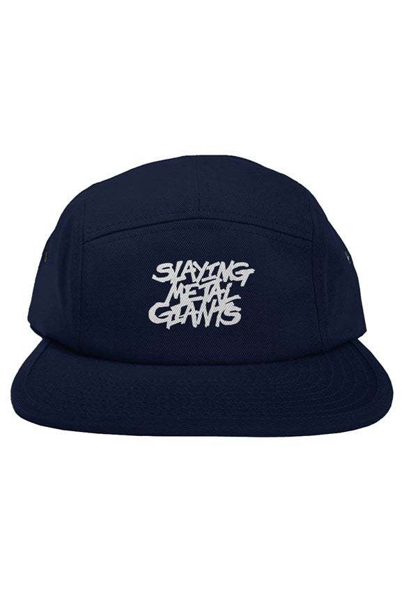 5 panel hat with embroidered grunge handstyle in white Slaying